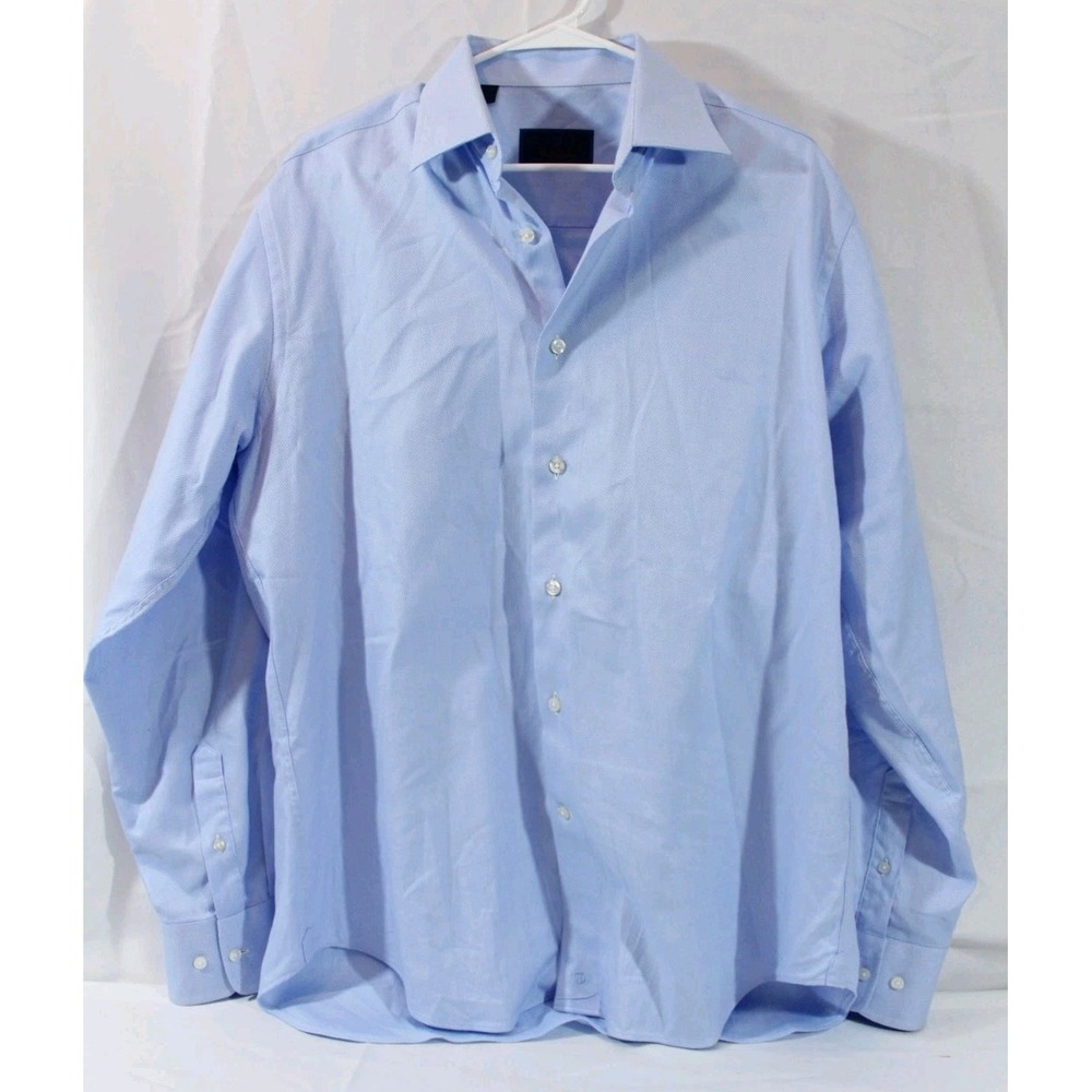 David Donahue Mens 16 - 34 | 35 Light Blue Long Sleeve Button Up Dress Shirt